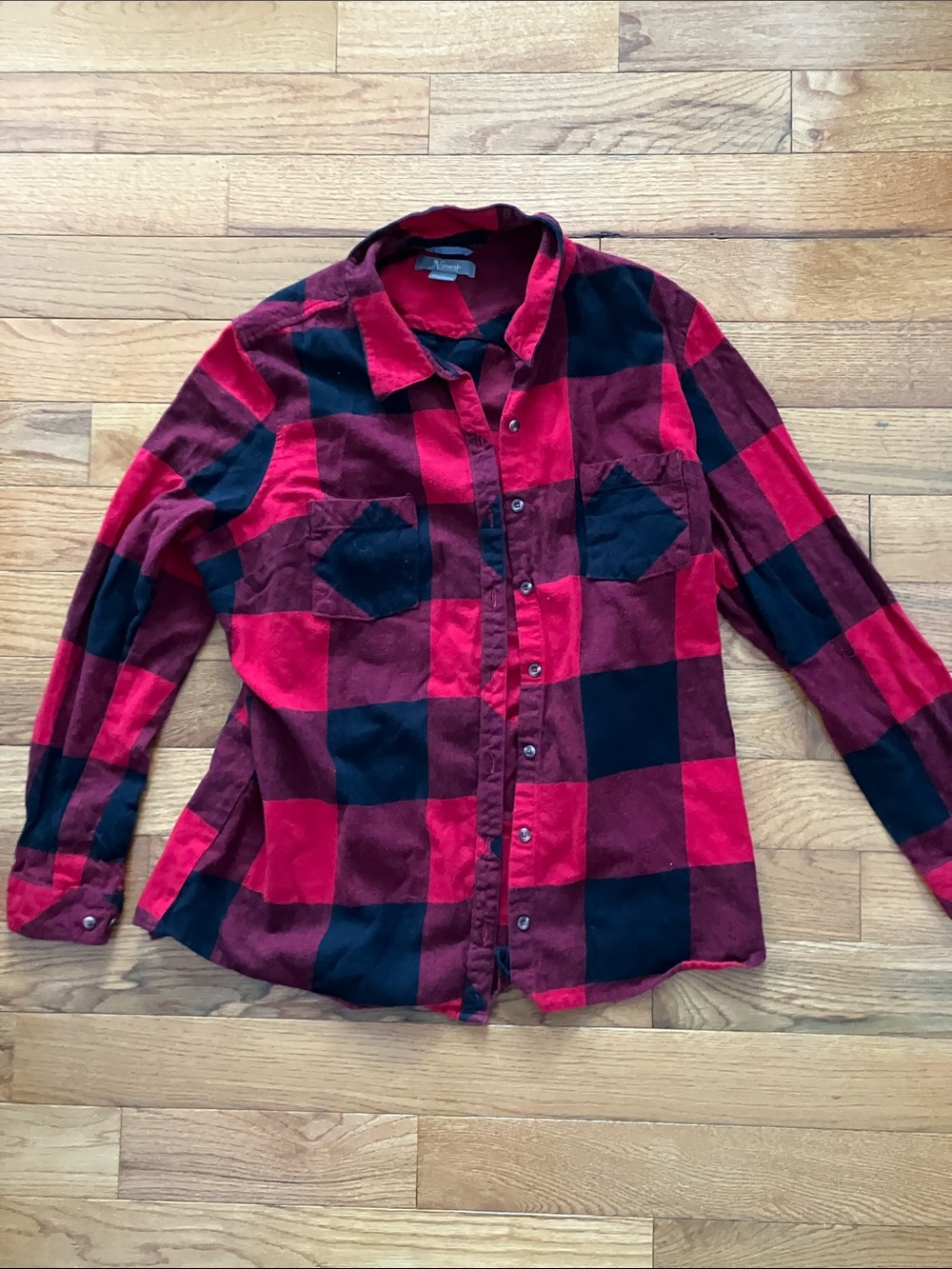 Natural Reflections - Women’s Red and Black Plaid Flannel Shirt - 1X